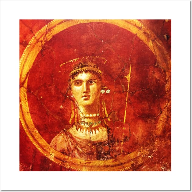 APHRODITE VENUS MEDALLION PORTRAIT IN RED GROUND Antique Pompeii Fresco Wall Art by BulganLumini